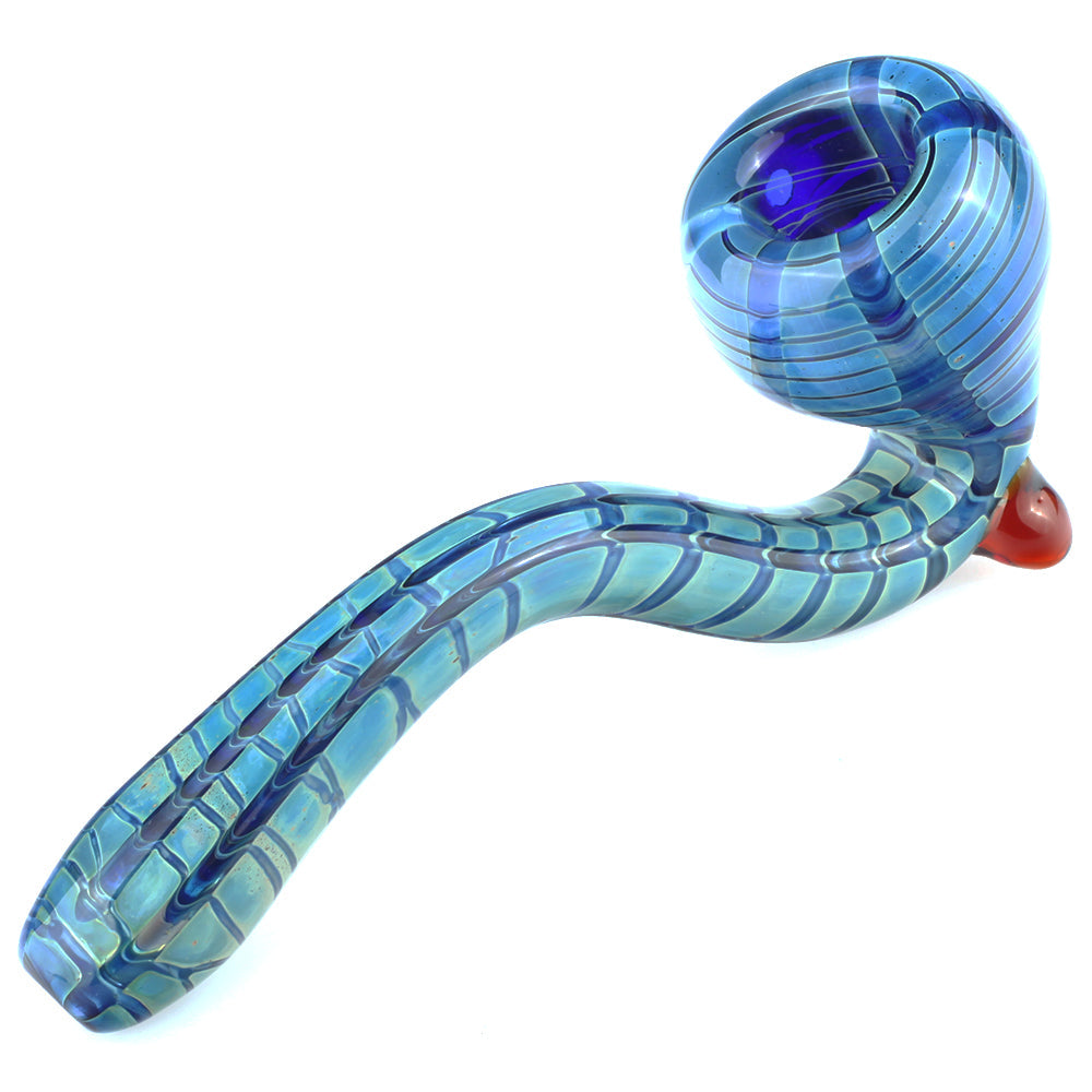 Blue Wrap Raked Sherlock Pipe | Weed Bowls For Sale | Free NZ Shipping