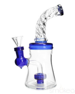 SMOKEA 8" Cut Glass Mini Bong w/ Bent Neck | Water Bongs For Sale