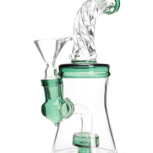 SMOKEA 8" Cut Glass Mini Bong w/ Bent Neck | Water Bongs For Sale