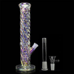 11″ Iridescent Swirl Glass Bong