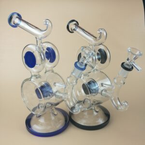 9″ Dual Circle Recycler Glass Dab Rig