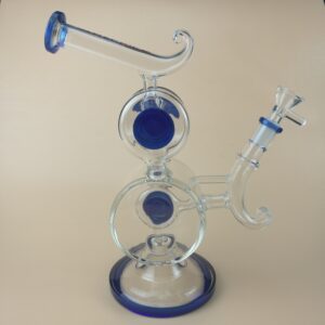 9″ Dual Circle Recycler Glass Dab Rig