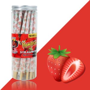 HoneyPuff King Size Strawberry Rolling Cones – 72 Count Textured Paper