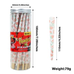 HoneyPuff King Size Strawberry Rolling Cones – 72 Count Textured Paper
