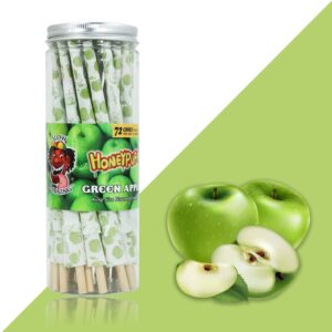 HoneyPuff King Size Green Apple Rolling Cones – 72 Count Textured Paper