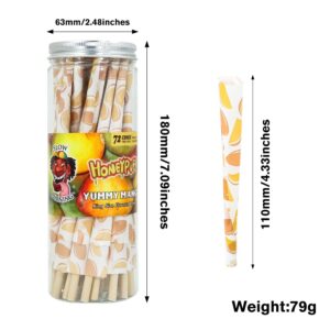 HoneyPuff King Size Mango Rolling Cones – 72 Count Textured Paper