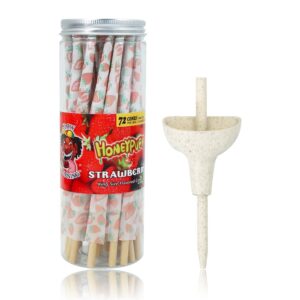 HoneyPuff King Size Strawberry Rolling Cones – 72 Count Textured Paper