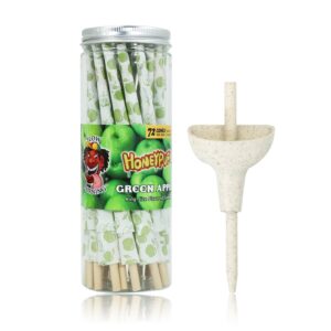 HoneyPuff King Size Green Apple Rolling Cones – 72 Count Textured Paper
