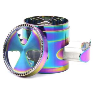 Rainbow Zinc Alloy Weed Grinder w/ Drawer