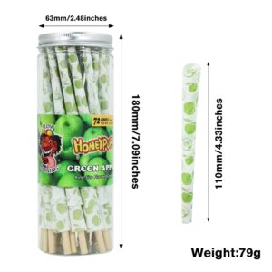 HoneyPuff King Size Green Apple Rolling Cones – 72 Count Textured Paper