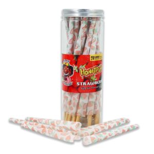 HoneyPuff King Size Strawberry Rolling Cones – 72 Count Textured Paper