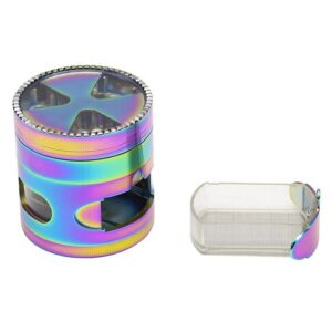Rainbow Zinc Alloy Weed Grinder w/ Drawer