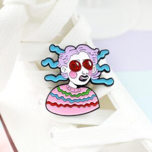 Funny Fashion Girl Enamel Pin