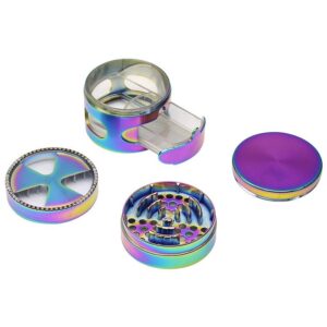Rainbow Zinc Alloy Weed Grinder w/ Drawer
