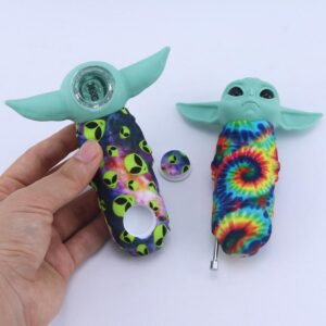 “Baby Yoda” Themed Silicone Smoking Pipe with Random Pattern