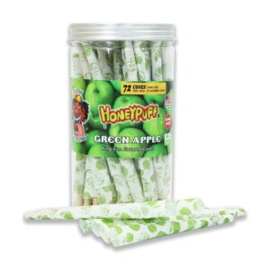 HoneyPuff King Size Green Apple Rolling Cones – 72 Count Textured Paper