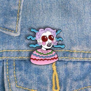 Funny Fashion Girl Enamel Pin
