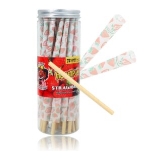 HoneyPuff King Size Strawberry Rolling Cones – 72 Count Textured Paper
