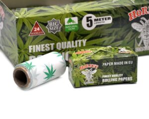 Hornet 5m Hempleaf Pattern Natural Rolling Paper BOX of 24 Rolls