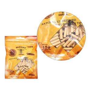 Natural Unrefined Rolling Paper Filter Tips – 5mm Brown Pre-Rolled Tips (150 Tips per Resealable Bag)