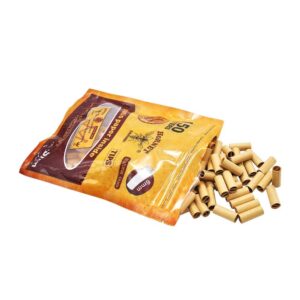 Natural Unrefined Rolling Paper Filter Tips – 6mm Brown Pre-Rolled Tips (150 Tips per Resealable Bag)