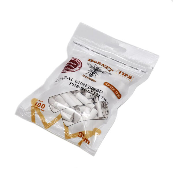 Natural Unrefined Rolling Paper Filter Tips – 7mm White Pre-Rolled Tips (100 Tips per Resealable Bag)