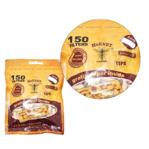 Natural Unrefined Rolling Paper Filter Tips – 6mm Brown Pre-Rolled Tips (150 Tips per Resealable Bag)