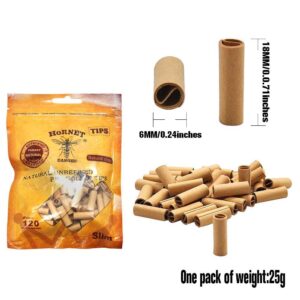 Natural Unrefined Rolling Paper Filter Tips – 6mm Brown Pre-Rolled Tips (120 Tips per Resealable Bag)