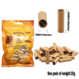 Natural Unrefined Rolling Paper Filter Tips – 7mm Pre-Rolled Tips (100 Tips per Resealable Bag)