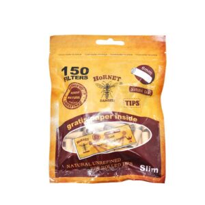 Natural Unrefined Rolling Paper Filter Tips – 6mm Brown Pre-Rolled Tips (150 Tips per Resealable Bag)