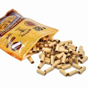 Natural Unrefined Rolling Paper Filter Tips – 6mm Brown Pre-Rolled Tips (150 Tips per Resealable Bag)