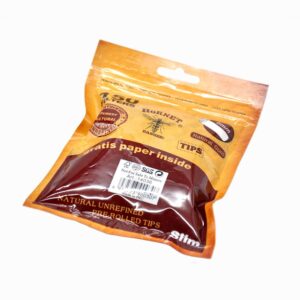 Natural Unrefined Rolling Paper Filter Tips – 6mm Brown Pre-Rolled Tips (150 Tips per Resealable Bag)