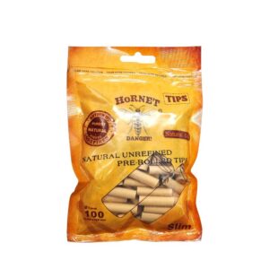 Natural Unrefined Rolling Paper Filter Tips – 7mm Pre-Rolled Tips (100 Tips per Resealable Bag)
