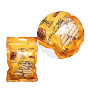 Natural Unrefined Rolling Paper Filter Tips – 7mm Pre-Rolled Tips (100 Tips per Resealable Bag)