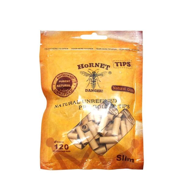 Natural Unrefined Rolling Paper Filter Tips – 6mm Brown Pre-Rolled Tips (120 Tips per Resealable Bag)