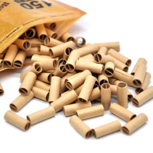 Natural Unrefined Rolling Paper Filter Tips – 6mm Brown Pre-Rolled Tips (150 Tips per Resealable Bag)