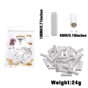 Natural Unrefined Rolling Paper Filter Tips – 4mm White Pre-Rolled Tips (150 Tips per Resealable Bag)