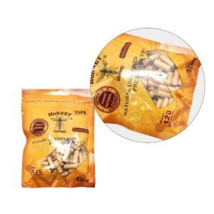 Natural Unrefined Rolling Paper Filter Tips – 6mm Brown Pre-Rolled Tips (120 Tips per Resealable Bag)